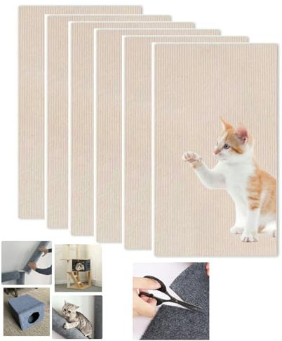 WUZILIN Kratzmatte (Beige, 30 * 60cm 5er-Pack) - Selbstklebende Wand Scratcher für Katzen, Vielseitige Ersatz für Katzenbäume, Möbel, Kratzbäume und Couch Schutz