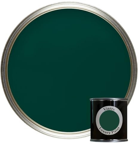 Vintro Paint | Luxury Matt Emulsion | Smooth Chalky Finish | Multi Surface Paint | for Walls, Ceilings, Wood and Metal | 125ml (Dark Green - Woodpecker Green)