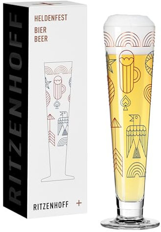 RITZENHOFF 1011015 Verre à bière 330 ml – Série Heldenfest – Motif n° 15 rond et multicolore – Fabriqué en Allemagne