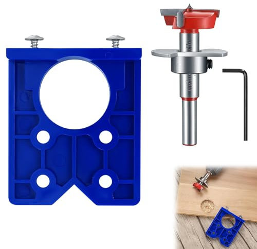 Kit de Plantilla de Bisagra de 35mm,Bisagras Abridor de Agujeros,Broca de Bisagra de 35mm,Posicionador para Bisagras de Cazoleta,Llave Hexagonal para Muebles Bisagra,para Puerta de Armario