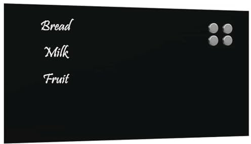 vidaXL Magnettafel Wandmontage Schwarz 60x30 cm Hartglas, Glastafel, Wand Magnettafel, magnetische Kreidetafel, magnetische Tafel, Schreibtafel