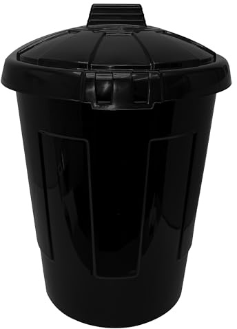 KMJ 80L Industrial Grade Large Black Outdoor Bin-Heavy Duty Dustbins with Lids for Outside,Garbage Bin for Home,Garden & Yard Work–Perfect Kitchen Bin 80L for Waste Disposal & Recycling (1 Pack)
