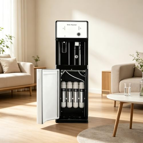 Enfriador De Agua con Filtración De Cuatro Etapas - Unidad Independiente Alimentada por La Red Eléctrica, Dispensador De Agua Fría Y Caliente/Hielo For Uso Doméstico Y De Pequeñas Empresas