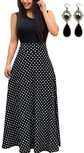 UUAISSO Femmes Robe De Plage Longue Decontractée Tunique Manche Courte ÉTé Boho Maxi Grande Taille J-Noir-sans Manche XXL