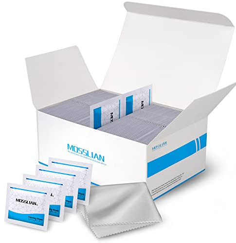 Glasses Wipes Pre-Moistened Screen Cleaner Wipes MOSSLIAN Individually-Wrapped Wipes for Spectacles,Phones,Tablet,Laptop，Pack of 120