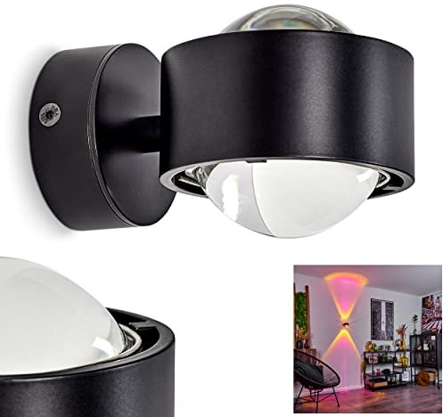 Wandleuchte Sapri, moderner Wandstrahler aus Metall/Glas in Schwarz/Klar, 1 x G9, ohne Leuchtmittel, Wandspot mit tollem Lichteffekt, Up&Down Leuchte, Lieferumfang: 2 x Farbfilter magenta