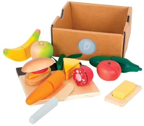 small foot Schneide-Set Mittagessen fresh aus Holz, Lebensmittel für Kinderküche, Rollenspielzeug ab 2 Jahren, 12331