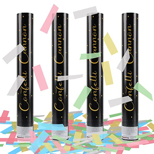 XiXiRan Konfettikanone Set - Klebreispapier*4pcs, Party Popper, Pistolen, Bombe, Shooter, Gender Reveal, Poppers für Geburtstag und Feiern