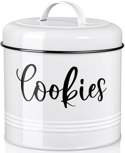 DAYYET Farmhouse Cookie Jar for Kitchen Counter, 1 Gallon Vintage Cookie Jar with Airtight Lid, Large Food Storage Container for Candy, Cookies, Dessert, Rustic Kitchen Decor and Accessories