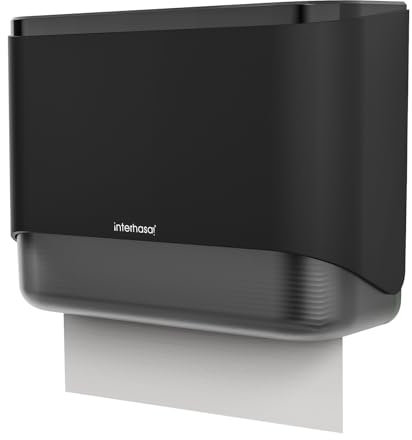 interhasa! Distributeur de serviettes mural commercial de grande capacité pour 200 serviettes pliées multiples/simples/pliées en C, distributeur de papier de salle de bain (noir)