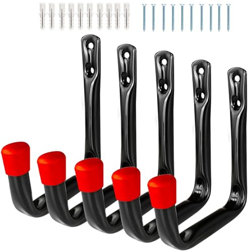 5 Pezzi Gancio Bici Muro, Ganci Garage Biciclette Appendi, Gancio a J Impieghi Gravosi per Appendere Utensili Elettrici Giardino, Scala, Articolisfusi, Oggetti Ingombranti, Attrezzature Sportive, Tubo