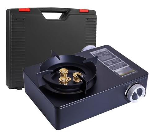 Compact Portable Gas Stove Burner - Camping Stove with & Carry Case - Ideal for Outdoor BBQs, Picnics, Travel Cooking - Outdoor Windproof Camp Stove, Cooking Grill, Propane Burner (Gas Stove)