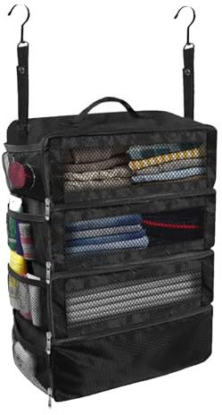 Organizador de ropa colgante, plegable, multifuncional, bolsa de almacenamiento, cubo de múltiples capas, armario para viajes de negocios y camping