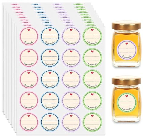 Jam Jar Labels Self Adhesive Easy Peel, 200pcs Jam Labels for Jars Easy Peel Off Decorative Sticky Label Stickers for Food Bottle