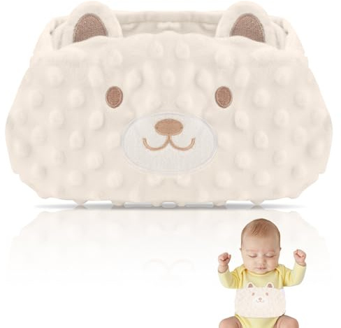 Bouillotte Bebe Anti Colique, Ceinture Anti Colique Bebe, Bouillotte Noyau de Cerise Bebe Micro Onde, Idéale pour les Maux de Ventre et les Ballonnements, Hypoallergénique et Lavable (Beige)
