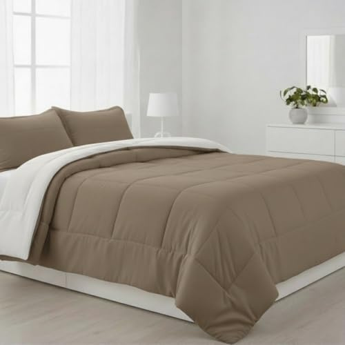 DONATELLA EDREDON Bicolor Tierra | Edredón Nordico Bicolor Reverisble | Duvet Microfibra Cálido Cómodo y Ligero | Calidad 400 gr - 135 cm., Beige