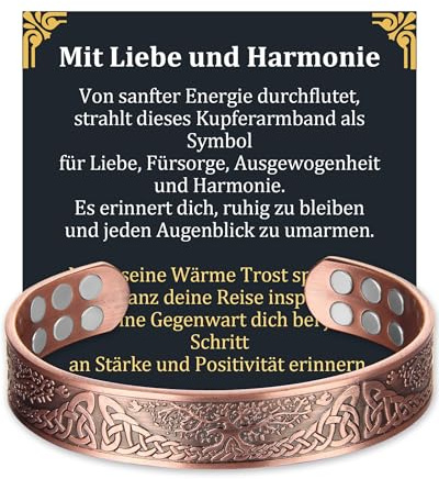 MagEnergy Herren Magnetarmband aus massivem Reinkupfer verstellbar