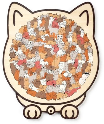 Cat Puzzle, Unique Wooden Puzzle with Frame, Stress Relief & Fun for Adults, for Cat Lovers, Home Decor & Family Activity