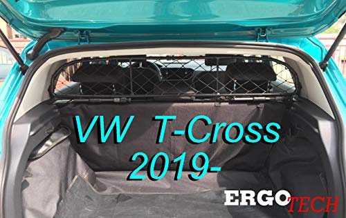 ERGOTECH Divisorio Griglia Rete Divisoria per Volkswagen T-Cross, RDA65-HXXS16, Trasporto Cani e Bagagli