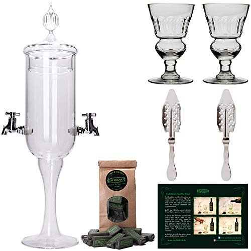Absinth Zubehör Set Petite von ALANDIA | 1X Absinth Fontäne | 2X Absinth Gläser | 2X Absinth Löffel | 1X Absinth Zucker