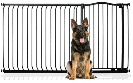Bettacare Extra Tall Curved Top Hundgrind, 171cm - 180cm, Mattsvart, Extra Höjd 100cm, Tryckmontering Husdjursgrind för Hund och Valp, Husdjursbarriär för Hund, Enkel Installation