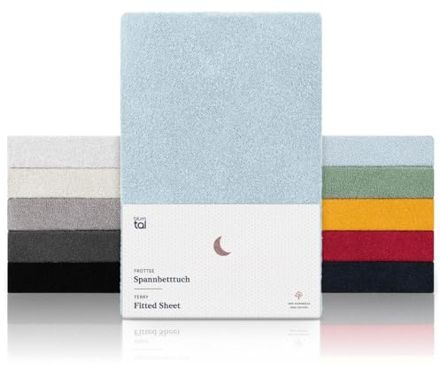 Blumtal® frotté underlakan 90 x 200 cm - OEKO-TEX certifierat underlakan 90x200 cm - frotté underlakan upp till 25 cm madrasshöjd - frotté underlakan - värmande underlakan i ljusblått