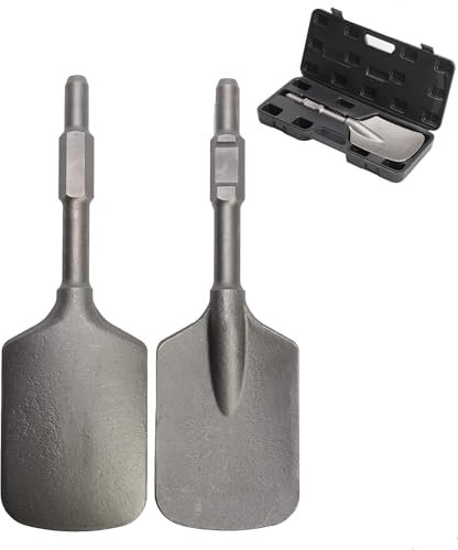 tonchean Tonspaten für Brecher, 3,8 cm, Sechskantschaft, Schaufel, Meißel, Hammer, mit Tragetasche, 43,9 cm × 13,5 cm, Chromstahl, Multi-Purpose Shovel/Spade Hybrid, Silber