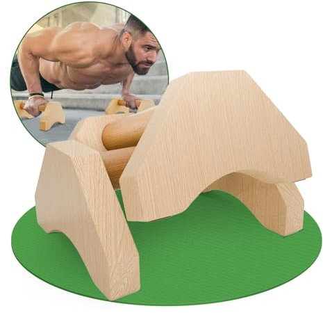 Holz-Parallettes Liegestützgriffe - Rutschfest für Indoor & Outdoor für Calisthenics Equipment - Körpergewichtstraining & Yoga - Liegestütze brett - 1 Paar