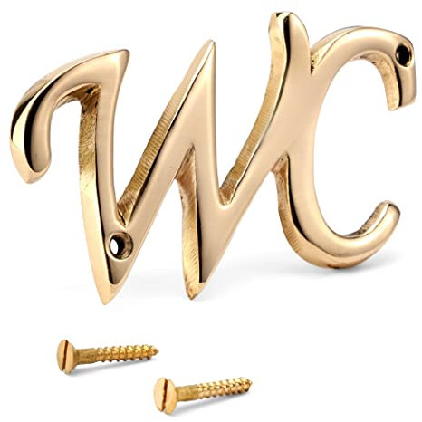 NKlaus Plaque de porte, WC, en laiton, doré, 9,5 x 5 cm, plaque décorative, 11757