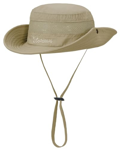 PONCEAU Kids Sun Hat- Breathable Adjustable Straw Wide Brim Bucket hat Unisex for Boys Girls Summer Outdoor hat Dark Khaki
