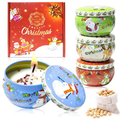 Allony Duftkerzen Set Weihnachten, 4 Stück Weihnachtskerzen Duft, Weihnachtskerzen Kerzen Weihnachtsmotive, Duftkerzen Weihnachten Geschenkset, Duftkerze Weihnachten,Weihnachten,Valentinstag,Muttertag