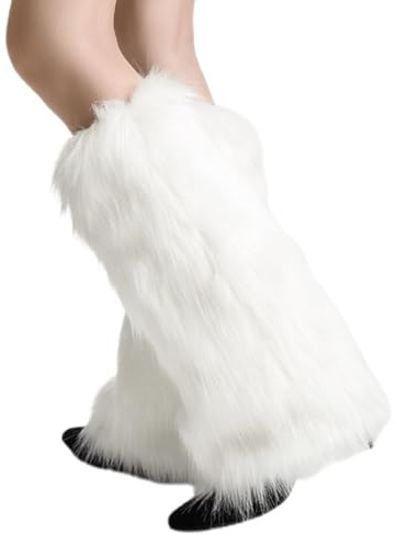 KGDUYC Scaldamuscolo da donna peloso, scaldamuscolo, abbigliamento in pelliccia, copristivali in pelliccia sintetica, 40 cm (bianco)