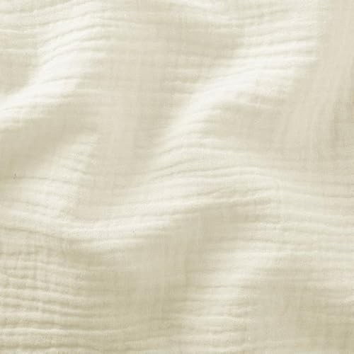 Tissus et Nappes Westeel - Double Gaze de Coton Unie - au Mètre - 24 Coloris Mousseline de Coton Tissu Hydrophile Pour Vêtements et Linge de Maison Légers et Doux (Écru)
