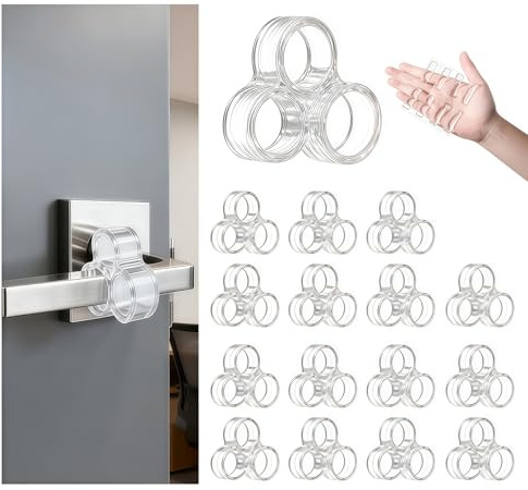 DAWRIS 16 Transparent Door Handle Protectors, 8 Bonus Adhesive Pads, Silicone Door Bumpers for Walls, Noise-Reducing Door Handle Stoppers, Wall Protectors for Home Office