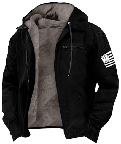 Blouson Homme Hiver Veste Cuir Homme Grande Taille Matelassée Cardigan Polaire Manteaux Molleton Capuche Blouson Tactique Cachemire Militaire Softshells Randonnée Black Friday 2025 Kleidung 15#Noir L