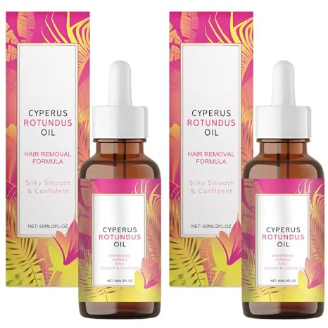 2 Pcs Cyperus Rotundus Oil for Hair Removal Gentle Natural Soothing Moisturizing Oil Moisturizes & Soothes Skin Reduces Unwanted Body Hair Growth - 60ml