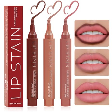 3 Pezzi Matita Labbra, Lip Liner Waterproof, Lip Pencil, Colore A Lunga Tenuta, Liscio Come La Seta E Non Appiccicoso, Per Un Contorno Labbra Preciso (Corallo, Rosa E Marrone Rossastro)