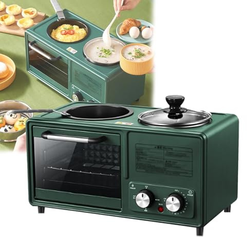 Stazione per la colazione 4 in 1, macchina per la colazione multifunzionale (8 l), forno + padella + vaporiera + cottura, padella antiaderente, rimovibile + facile da pulire,A