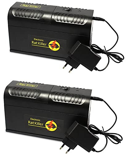 2X Trappola Elettronica per Roditori 7000V,Senza Fili, LED Integrata, Scariche Elettriche Potenti, Segnale Luminoso, Piastre Metalliche, Eliminazione Sicura di Topi e Ratti Senza Veleno