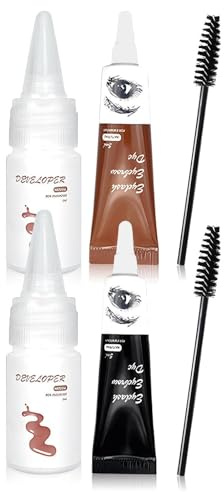 2 Pezzi Tinta Per Sopracciglia Castano Scuro Tinta Ciglia Nero Tintura Per Sopracciglia Brow Tint Eyebrow Tint Colore A Lunga Tenuta Creare Un Look Trucco Naturale Con 2 Developer(Nero&Marrone)