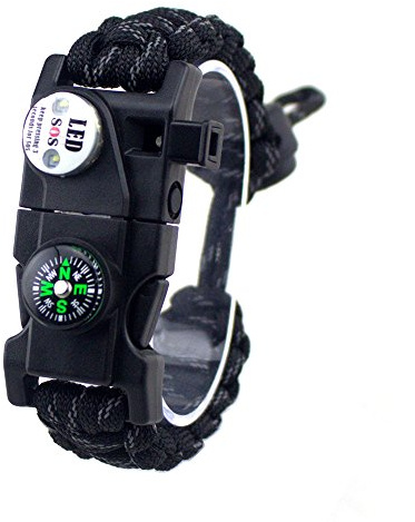 Survie de Paracord Bracelet, 7 Core réglable 20 en 1 Sport Roue Crantée Outdoor Survival Kit de Secours avec SOS LED lumière, Boussole, sifflet, Fire Starter Multi Outil de Sauvetage