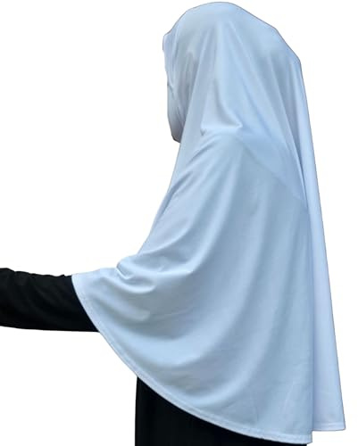 XL one piece al Amira instant Hijab med hakskydd perfekt för hem/kontor/moské/madrassa/Umrah/Hajj/Ramadan/Eid/gåva, Enkel vit, one size