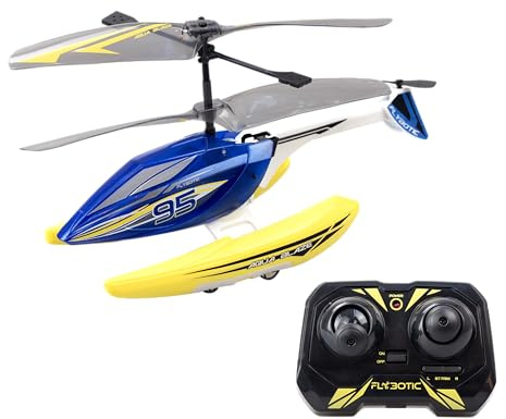 FLYBOTIC - Hélicoptère télécommandée Amphibie 3 en 1 Aqua Blaze - Pilotage Facile - Vole et Glisse sur l'Eau - Batterie Recharge Usb - Piles Télécommandes Non Inclues - Idée Cadeau Enfant Dès 8 Ans