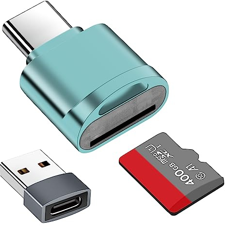 TF Kartenleser, Micro SD Kartenleser, Typ C TF Speicherkartenleser Adapter mit USB C auf USB Adapter, Kompatibel mit Laptops, MacBook, Samsung Galaxy (Blau)
