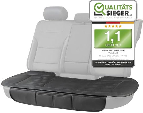 Walser Sitzauflage Auto Fernando, Autositzauflage Rückbank, Auto Sitzauflagen 1 Stück, Autositzschoner Rückbank Kunst Leder, Autositz Auflage, Autositzkissen Rückbank, Car Seat Cover schwarz