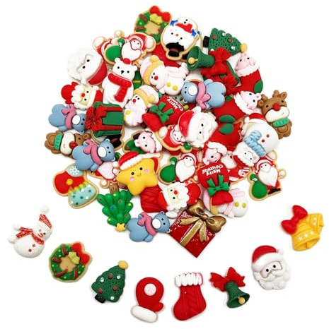 SKHAOVS 60 Pezzi Mini Decorazione Natalizia Miniatura di Resina Statuette in Stile Natale Babbo Natale Decorazioni per Giardino DIY Decorazioni di Regalo Artigianato Biglietti d’Auguri