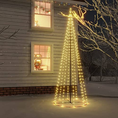 ARKEM Christmas Cone Tree Warm White 310 LEDs 100x300 cm, LED Pyramid Christmas Tree Indoor and Outdoor with Light-Up Star Top