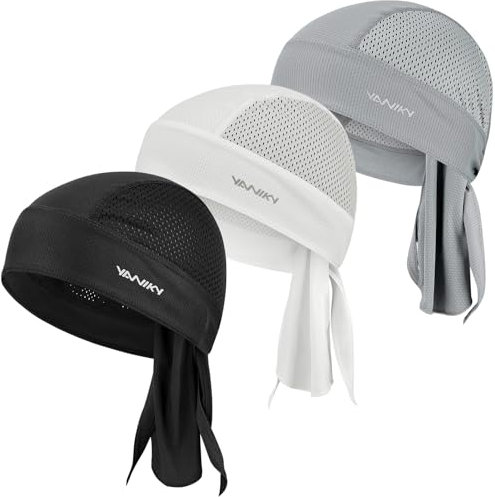 YANIKY Bandana con calavera para hombre, mujer Skull Cap casco forro gorro ciclismo Durags moto bandana transpirable Do Rag, Negro, blanco, gris., Talla única