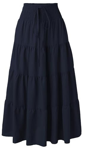 Adigaber Lang Rock Damen Chiffon Bohemien Einheitsgröße Maxirock Verstellbares Riemen Kleid Urlaub Sommerrock Strandkleider