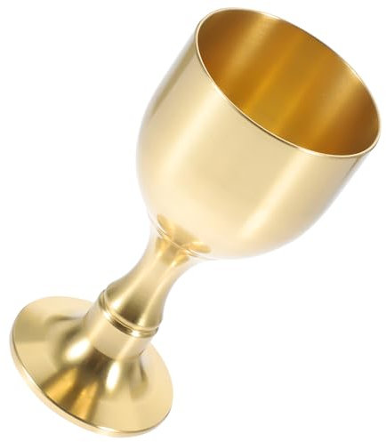 Amosfun Copa de latón dorado, copa sagrada multifuncional para vino, licores y té decorativo para eventos y fiestas, alta estabilidad, 7,5 x 3,7 cm